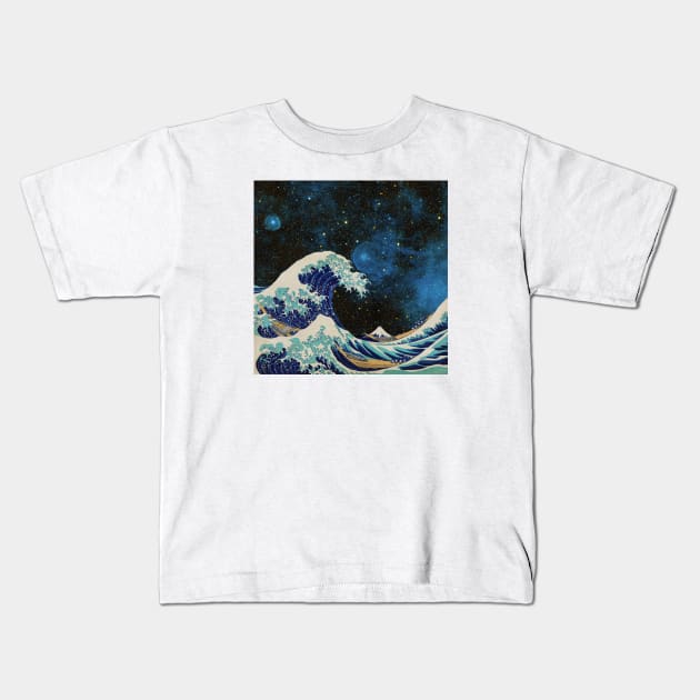 The Great Wave - Hokusai - Galaxy Kids T-Shirt by creativewrld